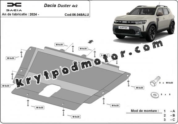 Kryt pod motor hliník Dacia Duster - 4x2